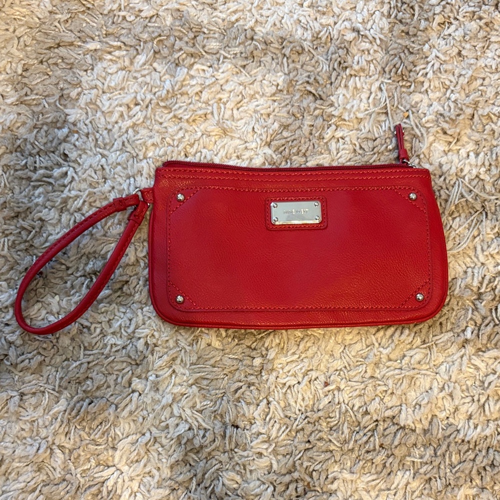 Nine West Vibrant Red Wristlet Clutch